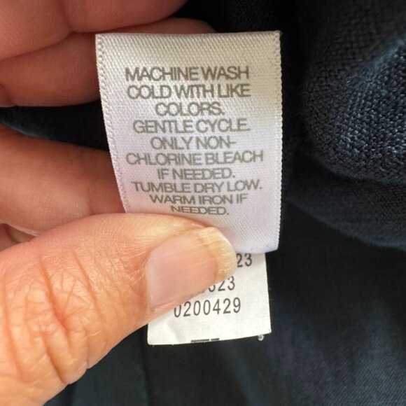 Love Linen J. Jill Navy Blue Wide Leg Linen Pull On Pants Women's Size XL Tall - Picture 4 of 11